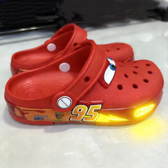 Kids Flashing Light Lightning McQueen Slippers – Non-Slip Pool & Beach Sandals