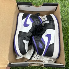 Nike Air Jordan Retro 1 Mid Dark Iris Black/Purple Toddler 8c Sneaker Shoes