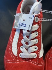Kids Size 11 Red Vans Low Off The Wall Shoes Sneakers Paint Splatter NWT