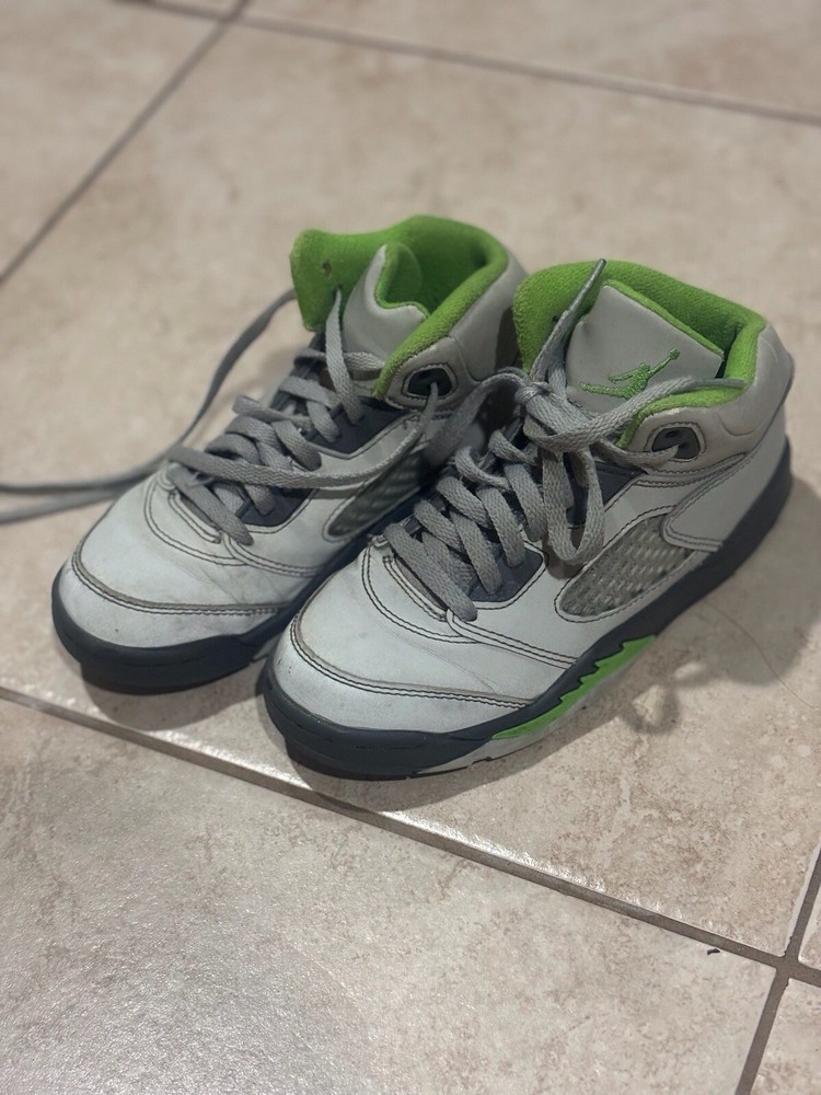 Jordan 5 Retro Green Bean Pre School PS Kids Size 13C DQ3735-003 Reflective Shoe