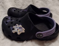Crocs Classic Disco Dance Party Clogs Black Purple Stars Jibbitzs Kids C11 Bluey