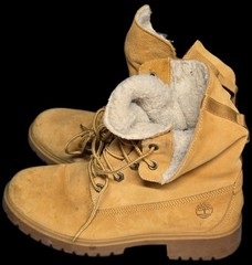 Boots Timberland Jayne Waterproof Teddy Fleece Fold Down Size 7 Youth Leather