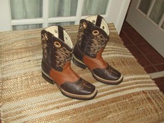 Mexico Brown Square Toe Boots Three Tone Youth sz US 13.5 Mex 20.5