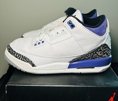 Nike Air Jordan 3 Retro Dark Iris 4Y Youth GS White Purple Black 398614-141