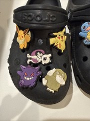 Crocs Classic Black Clogs C10 W/ Pokémon Jibbitz
