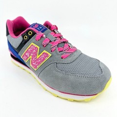 New Balance 574 Classics Grey Pink Blue Kids Running Sneakers KL57406G