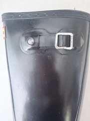 Hunter Big Kids Original Gloss Rain Boots Size 1 Black Waterproof Buckle Strap