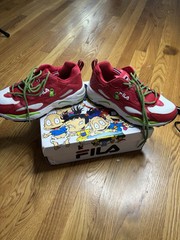 Fila Ray Tracer X Rugrats Reptar Sneakers Kid Size 6.5 Red White Chunky Shoes
