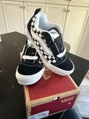 VANS Knu Skool Kids Black/White Check Suede Lace-Up Sneaker US 3 VN000CYUBPB