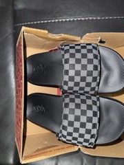 VANS Checkerboard Slide Sandals Black White Unisex Kids US 3.0 EU 34