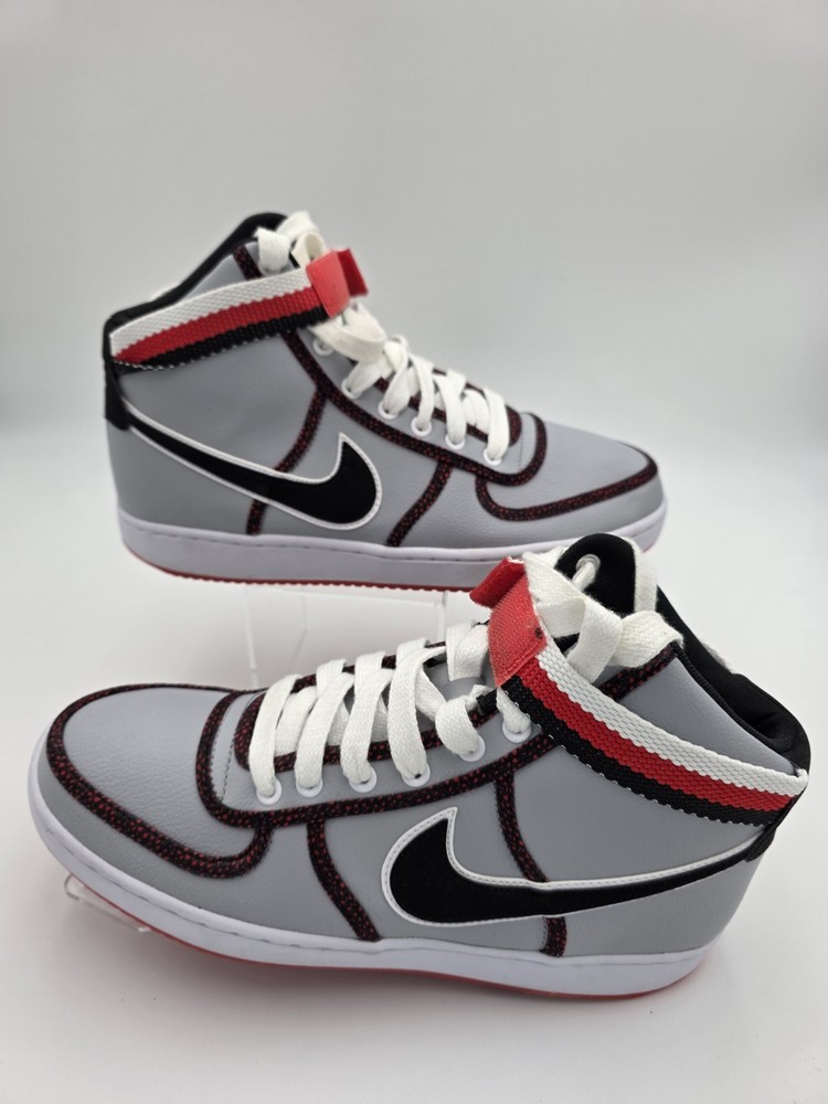 Nike Vandal High Top Strap Leather Sneakers Gray Black Red White US 9.5
