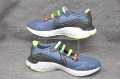 Nike Renew Elevate Youth Running Sneakers CT-1430 Sz 4Y Neon Plastic Laces Blue