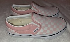 VANS Off The Wall Slip on Pink & White Checkered Canvas Skate Shoes Kids Size 1