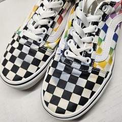 VANS Old Skool Checkered Checkerboard Rainbow Sz 7 women’s Sneakers