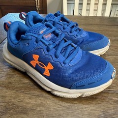 Under Armour Kids Charged Assert 10 Blue Orange Running Shoes 3026182-401 3.5Y