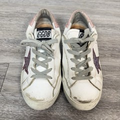 Golden Goose Superstar White Purple Star Rose Gold Glitter Heel Sneaker Size 31