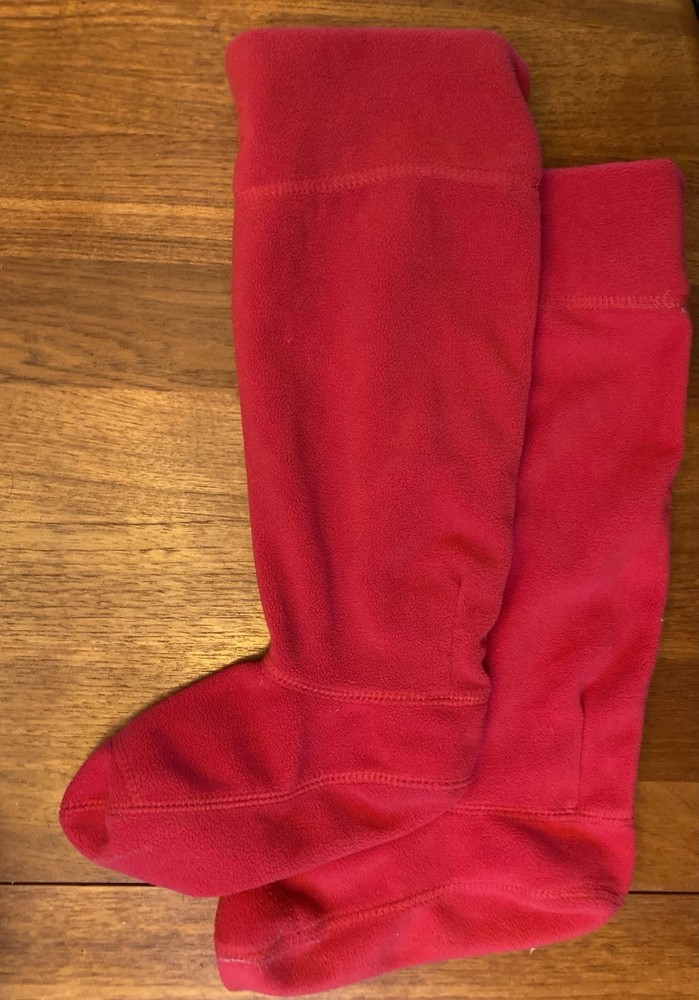 HUNTER Boot Liners Kids Medium 4-6 US 36-38 EU Fleece Boot Socks Stocking Red