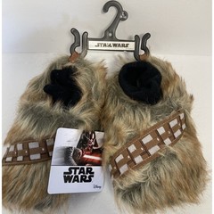 Star Wars Chewbacca Slippers Kids Size L 9-10 Brown Faux Fur Bandolier HT-904SW