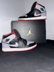 Jordan Air Jordan 1 Mid GS Leather Mid-Top Black/Gray/Red/White 8.5 DQ8426-006