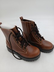 Soda GSM Boots Kids Size 13 Brown Combat Lace Up Ankle Zipper Winter Lug Sole