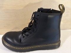 Dr. Martens Leather Boots black ZAVALA Size 4 and 5 side zip moto combat NEW