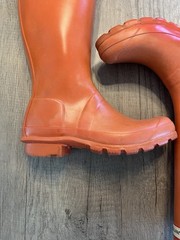 Hunter Original Tall Gloss Youth Wellington Boots Sz 4 Coral Orange Preowned