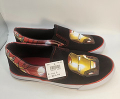 Marvel Avengers Iron Man Black Canvas Slip-On Shoes Sneaker Kid’s Boys Size US 5