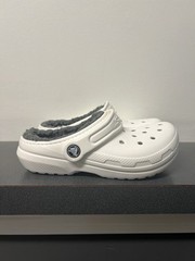 Crocs Classic Lined Clog Kids Size J1 White Comfort Travel Summer Winter