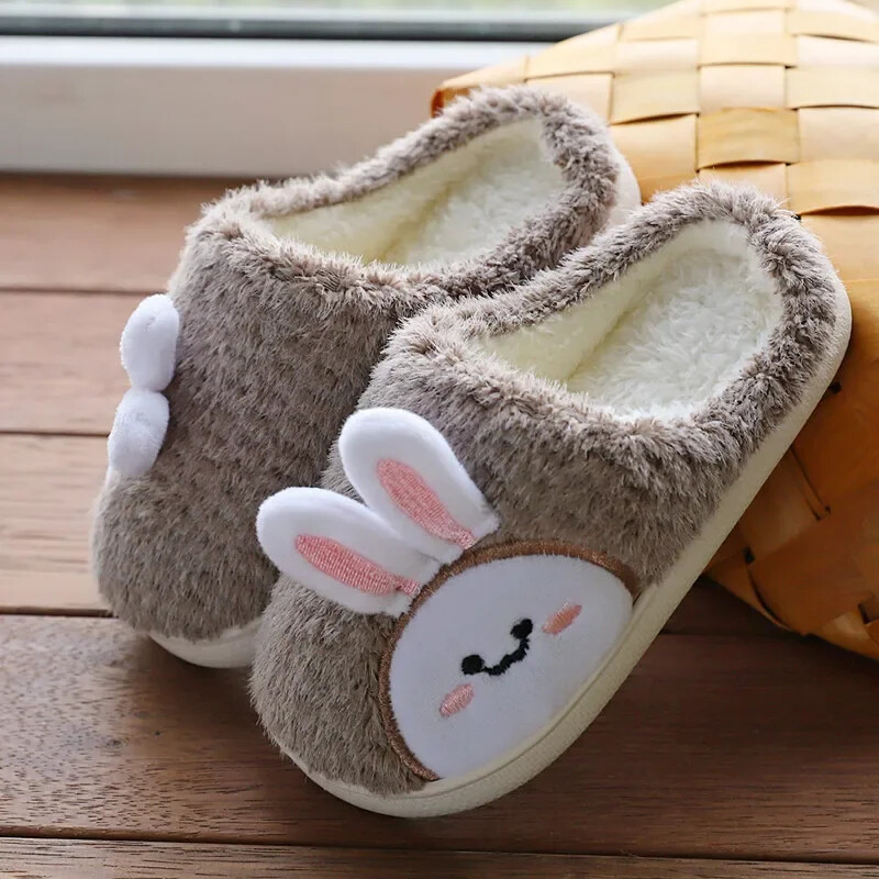 New Slipper For Home Furry Cute Flip Flop Rabbit Indoor Wooden Floor Warm Cotton