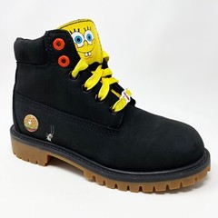 SpongeBob x Timberland Premium 6” Waterproof Boots Black Nubuck Leather Youth 13