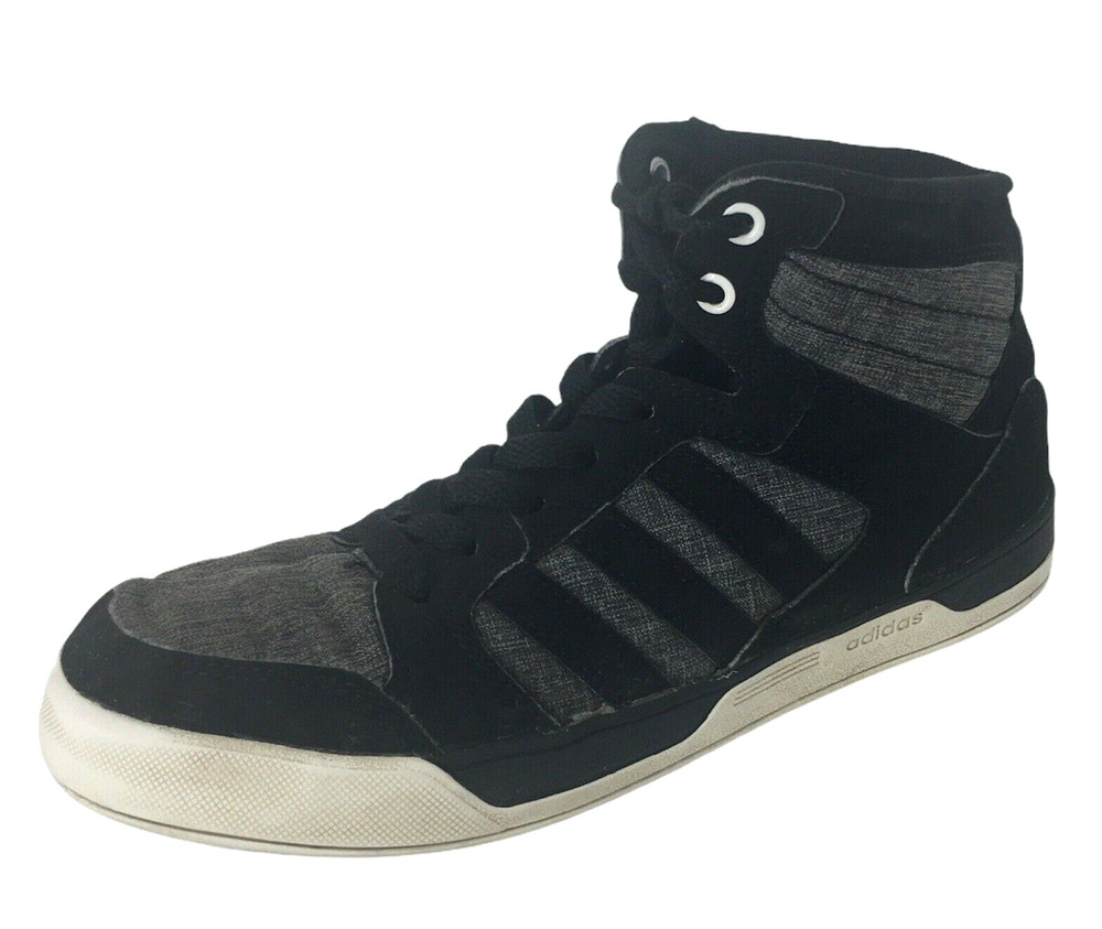Adidas Raleigh Neo Black Suede Grey Basketball Shoe High Top Women 5.5 Youth 3.5