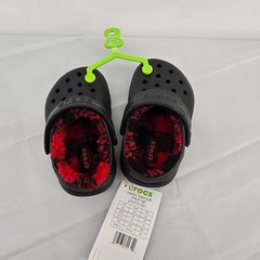 Crocs Classic Lined Buffalo Check Clog Black Red Plaid Kids Toddler C5 New