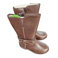 Stride Rite Jess Riding Boots Kids 8M Brown Faux Leather Bow Detail Tall Boots