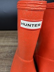 Hunter Children’s Classic Rain Boots, Orange/Red Glitter, Kids 10 US