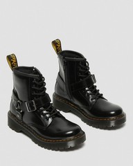 Dr. Martens Black Junior Kids 1460 Harness Leather Combat Boots AirWair Size 2