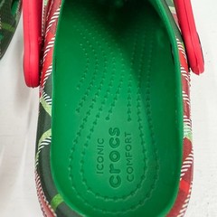 Crocs Kids Christmas Plaid C12 Clogs Red Green Holiday Slip On Shoes