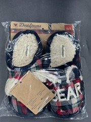 DEARFOAMS UNISEX LIL BEAR PLAID HOILDAY CHRISTMAS CLOG SLIPPERS NWT kids 11/12