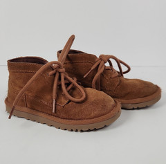 UGG Neumel Kids Boots Chestnut Brown Suede Chukka Lace Up Classic 10T