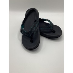 Reef Ahi Kids Flip Flops Black Teal Elastic Backstrap Sandals Size 11/12