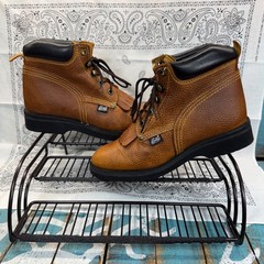 Justin Original Work Boots Brown Leather Kids Size 3D/Womans 4.5 Lace Up EUC
