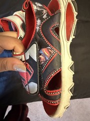 DC Comics Superman Unisex Kids Sandals Red Black White Hook & Loop Flat Low Top