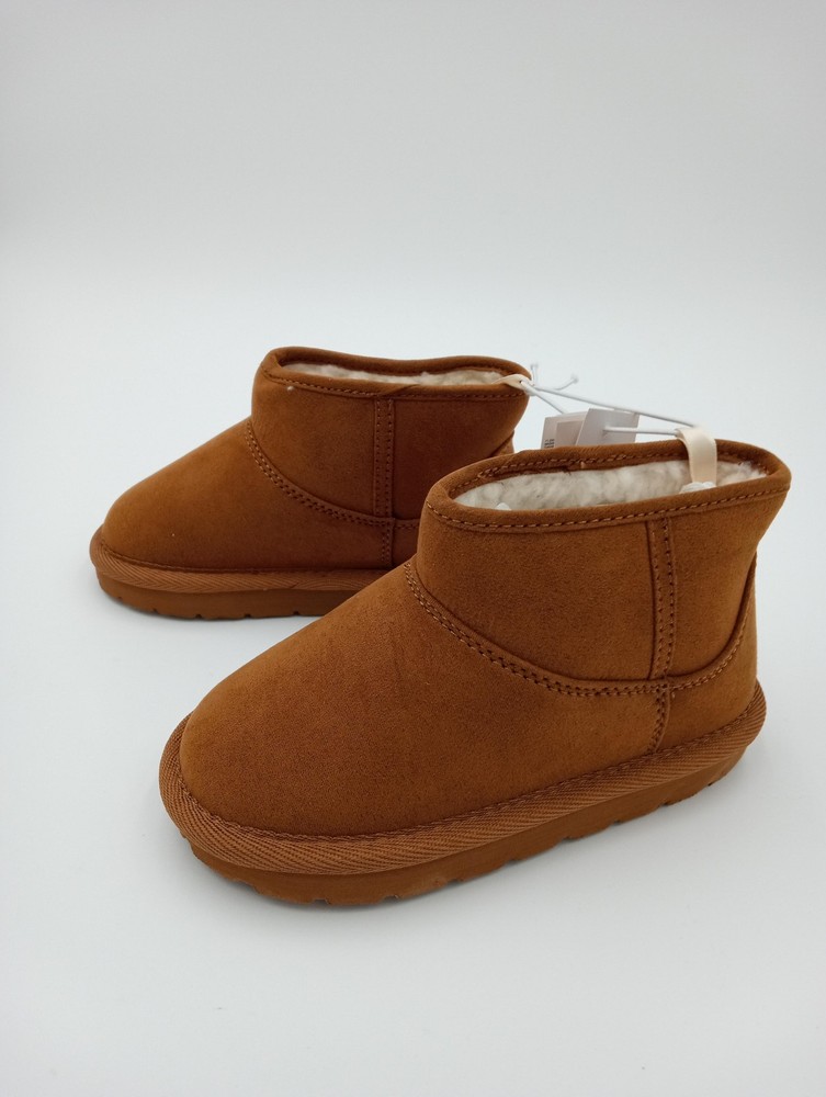 Gap Shearling Style Boots Kids Size 9 Brown Faux Suede Ankle Pull On Cozy Warm