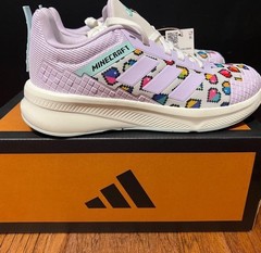 adidas Minecraft FortaRun J Kids Sneakers Lace Up Mesh Purple Multicolor US 6