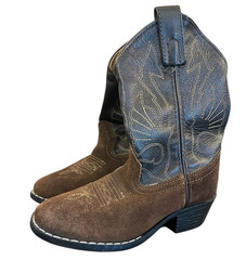 Masterson Boot Co Kids Cowboy Boots Size 13 Brown Suede Leather Western Pull On