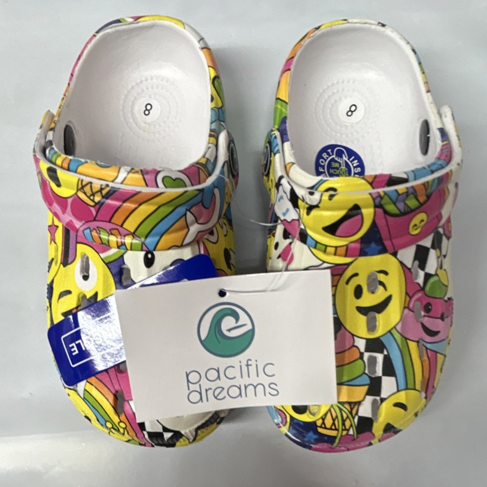 Pacific Dreams Geometric Multicolor Clog Shoes Unisex Kids Size 8 Slip On