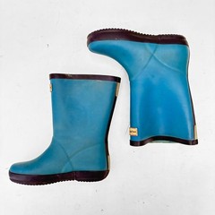 Hunter Kids Blue Rubber Rain Boots Orange Buckle Waterproof Size 10