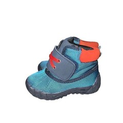 Gymboree infant boots in blue and orange size 5 with hook and loop closure