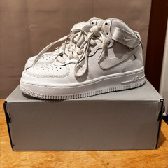 Nike Air Force 1 Mid LE (GS) White Leather Mid Top Sneakers Youth 4.5Y