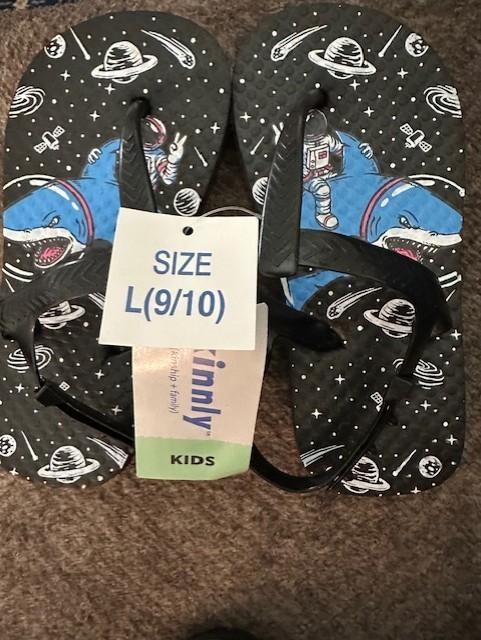 Kinnly Flip Flops Kids Black outer space 7/8 9/10 TX