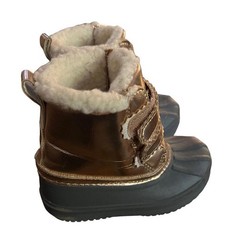 Gymboree youth snow boots in grey rubber &rose gold & faux little girls size 6
